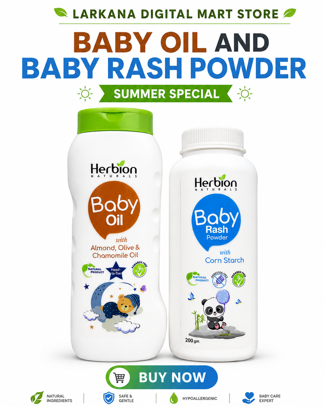 Herbion Naturals Baby Oil with Almond, Olive & Chamomile Oil