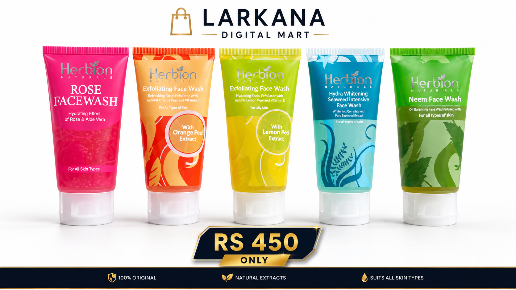 Herbion Naturals Face Wash - 5 Variants Bundle