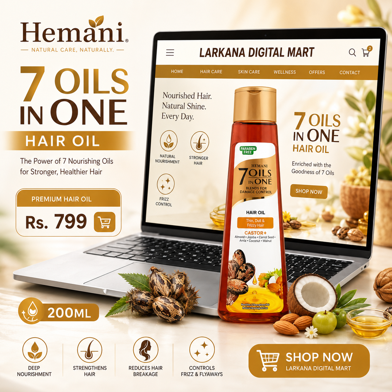 Hemani 7 Oils in One Hair Oil – 200ml