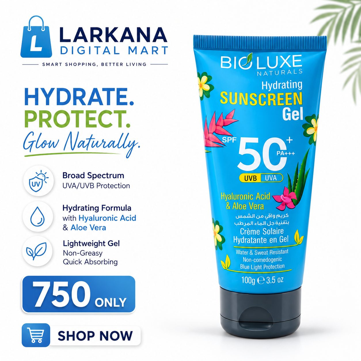 Bioluxe Naturals Hydrating Sunscreen Gel SPF 50+ PA+++