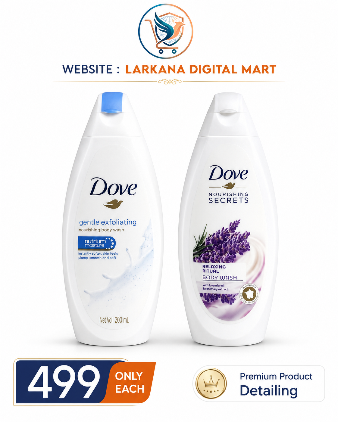 Dove Nourishing Body Wash 200ml (Gentle Exfoliating / Relaxing Lavender Ritual)