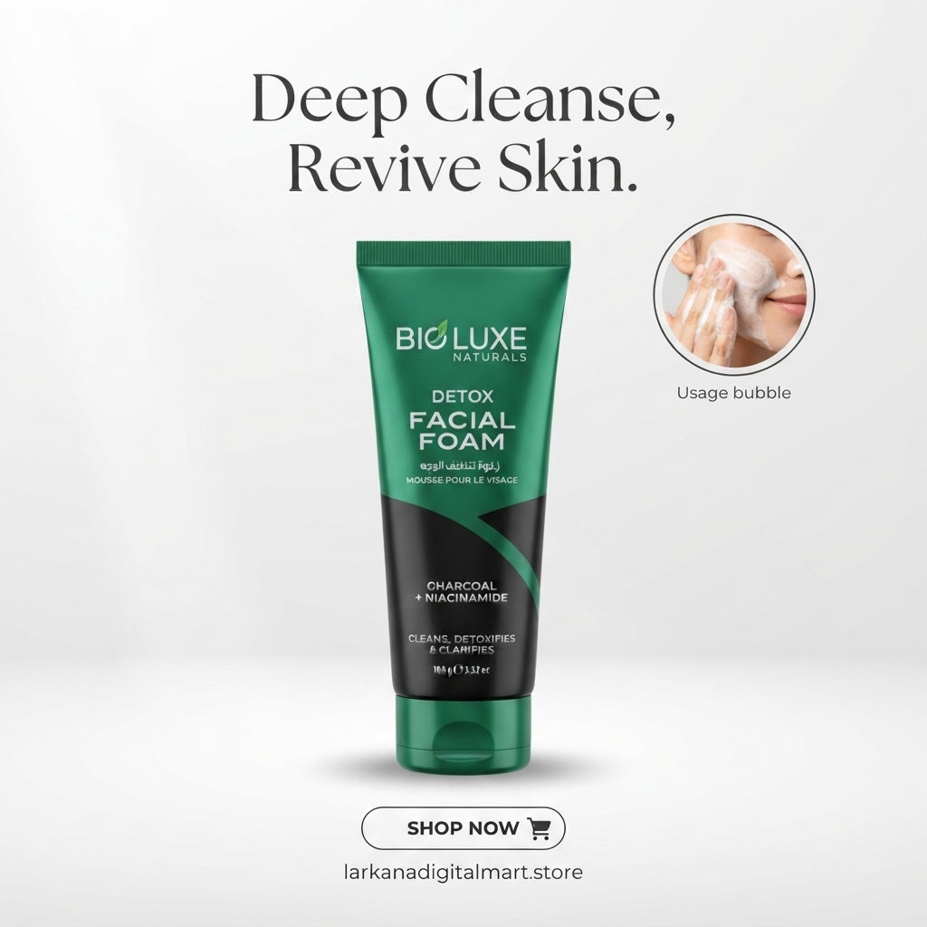 Bioluxe Naturals Detox Facial Foam - Charcoal + Niacinamide