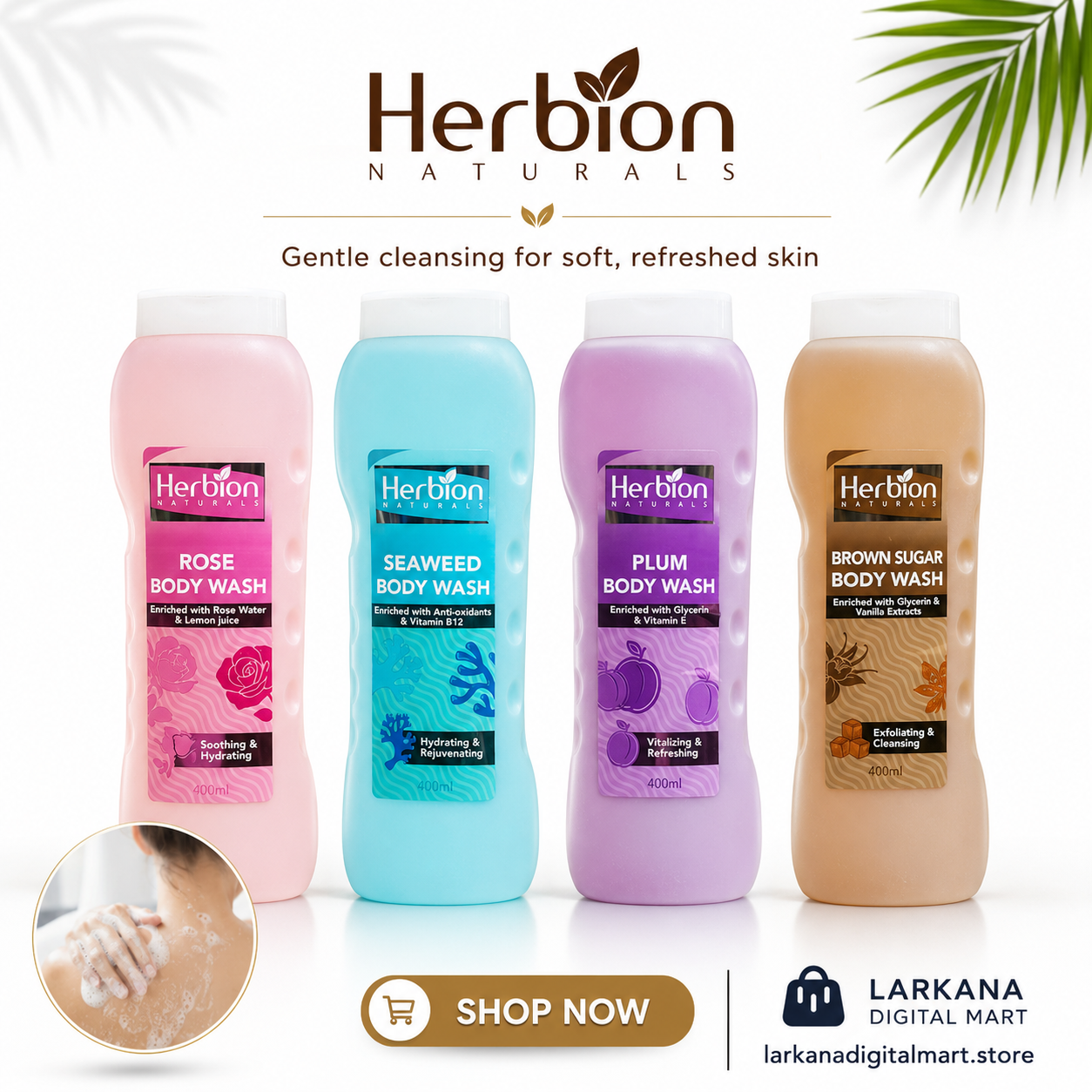 Herbion Naturals Body Wash - 400ml , 4 varients Chose your fav