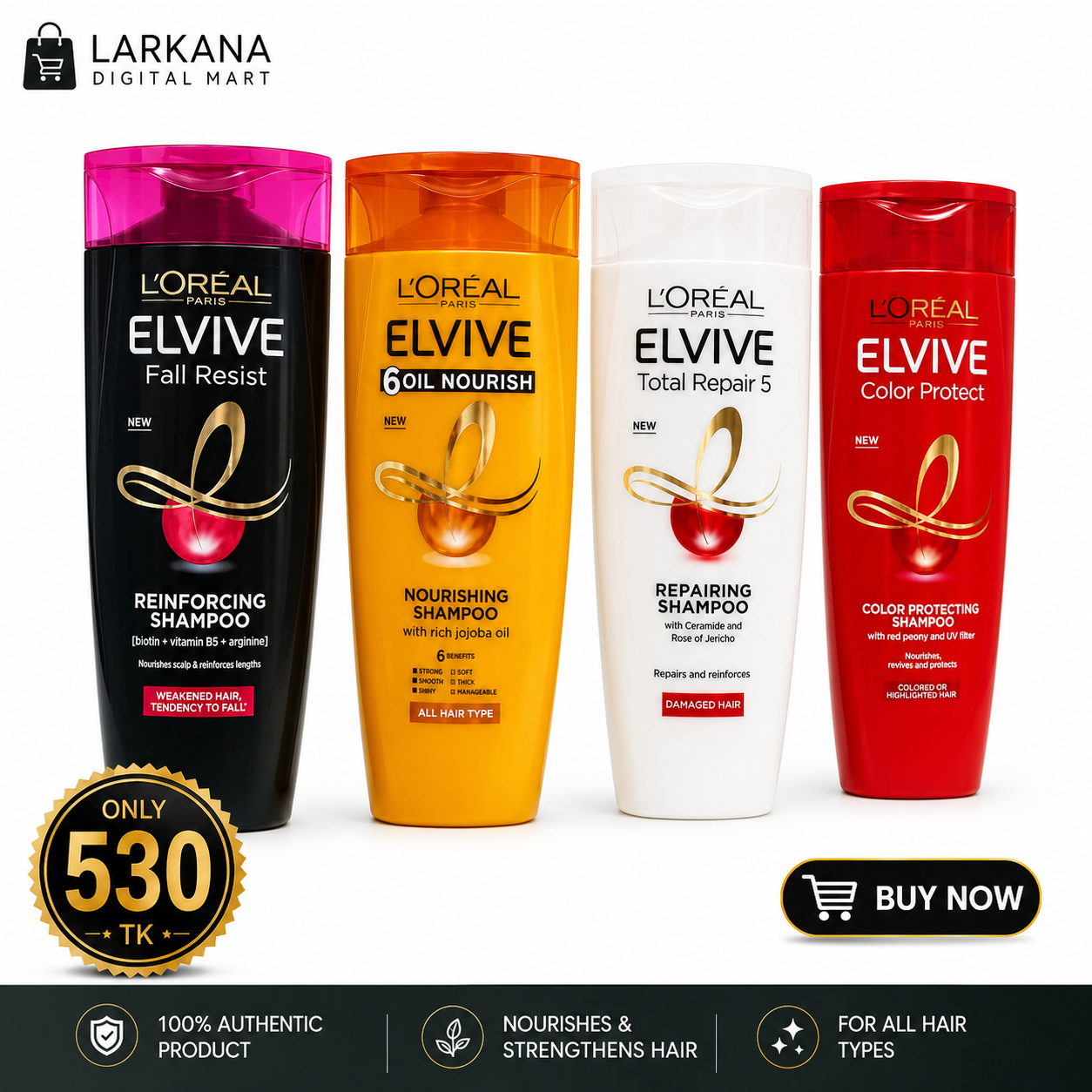 L'Oreal Paris Elvive Shampoo - 4 Variants , 175ML