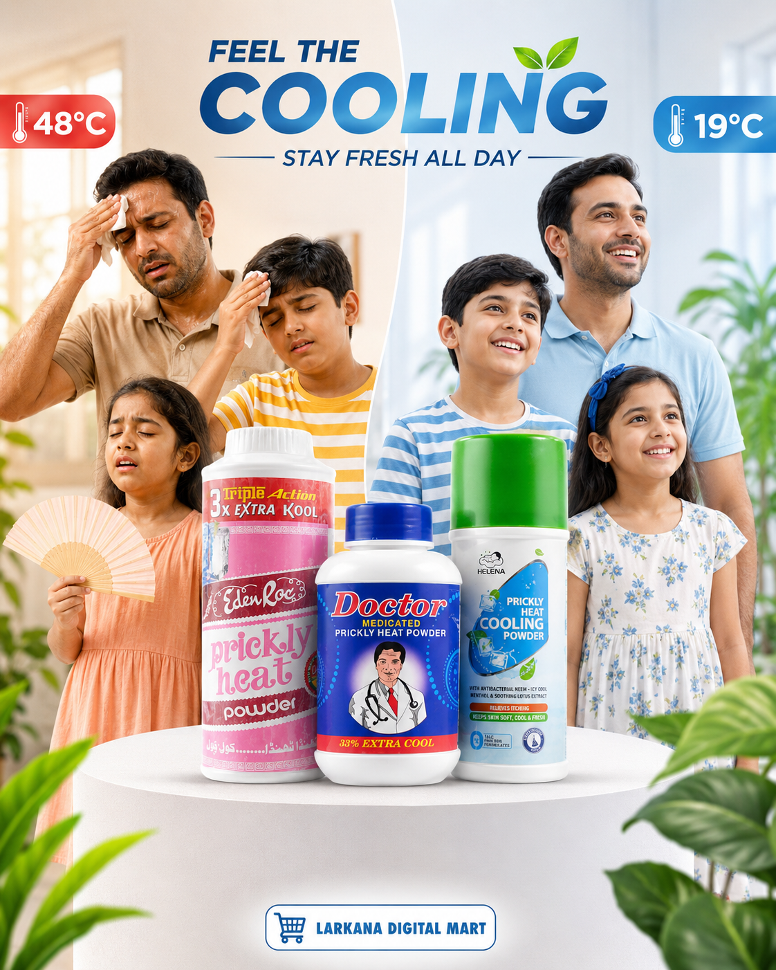 Prickly Heat Cooling Powder Bundle - EdenRoc, Doctor & Helena (3 Pack)