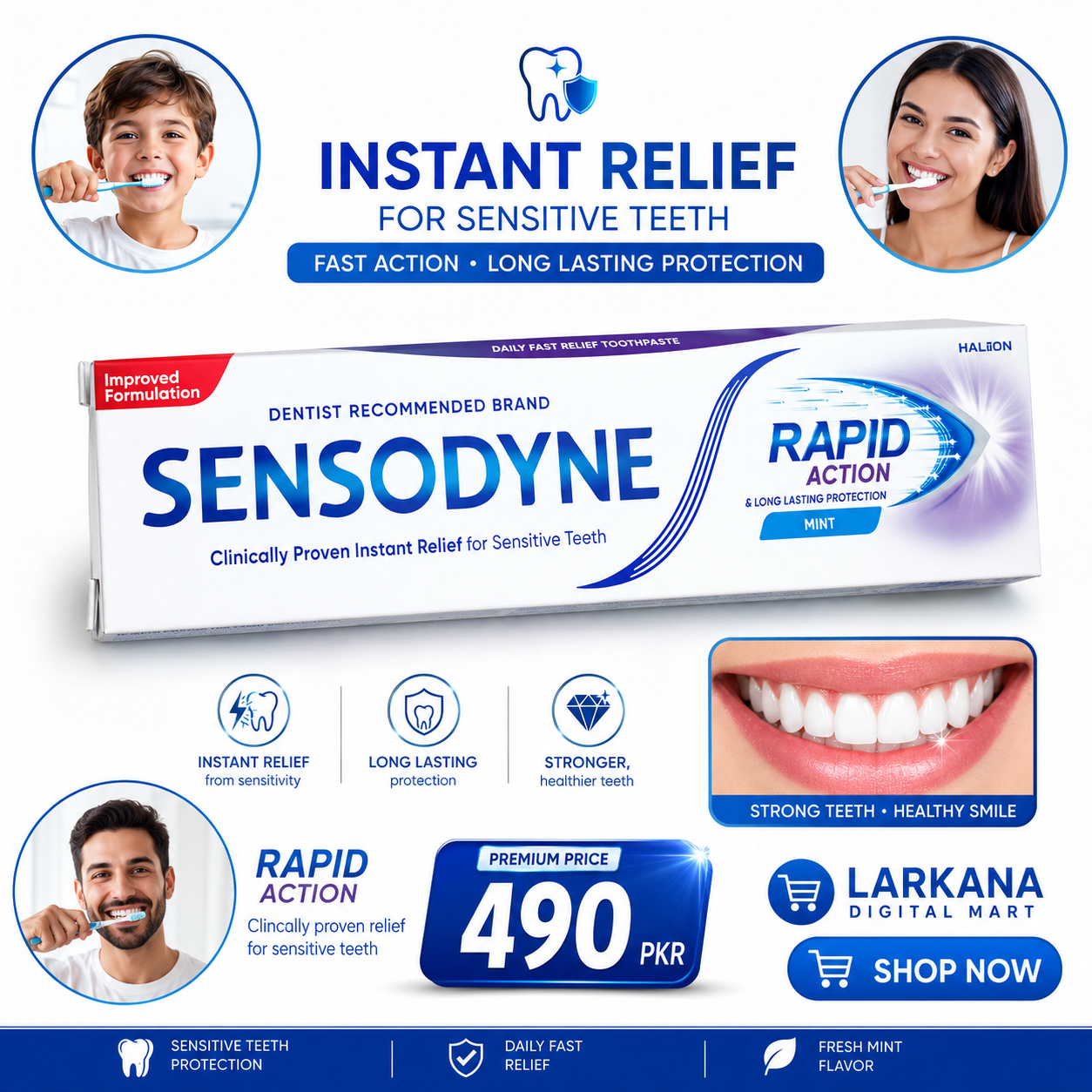 Sensodyne Rapid Action Toothpaste - Mint (Improved Formulation)
