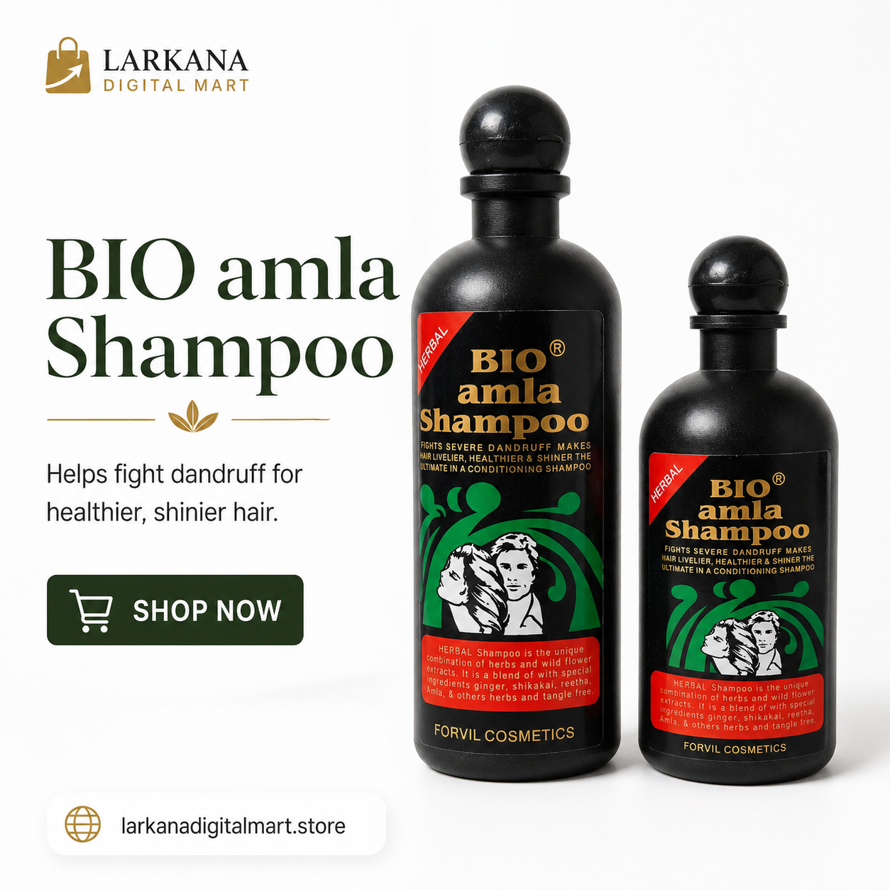 BIO Amla Herbal Shampoo - Fights Dandruff for Healthier, Shinier Hair