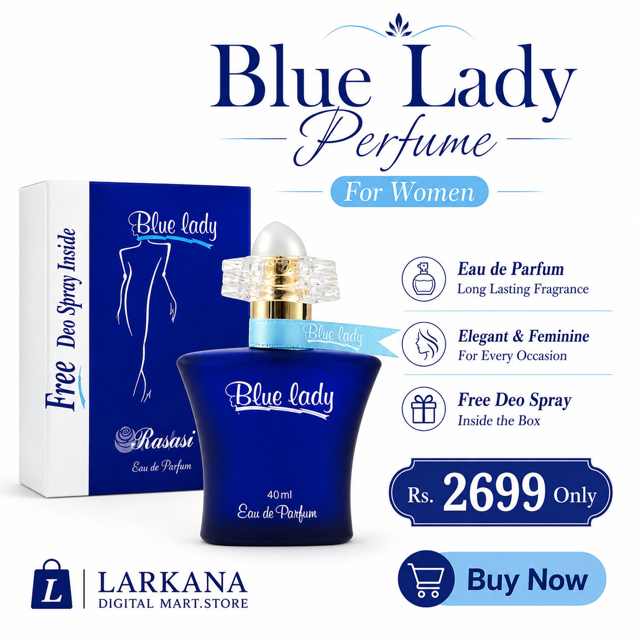Blue Lady Eau de Parfum For Women by Rasasi - 40ml