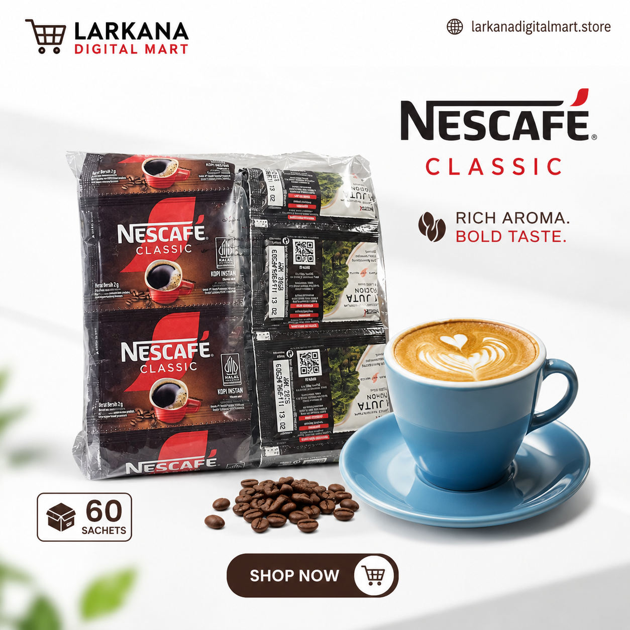 Nescafe Classic Instant Coffee - 60 Sachets