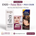 Combo Pack - Enzo Keratin Hair Serum + Faiza Skin 5 Step Polishing Kit + Poly Color Cream Hair Color