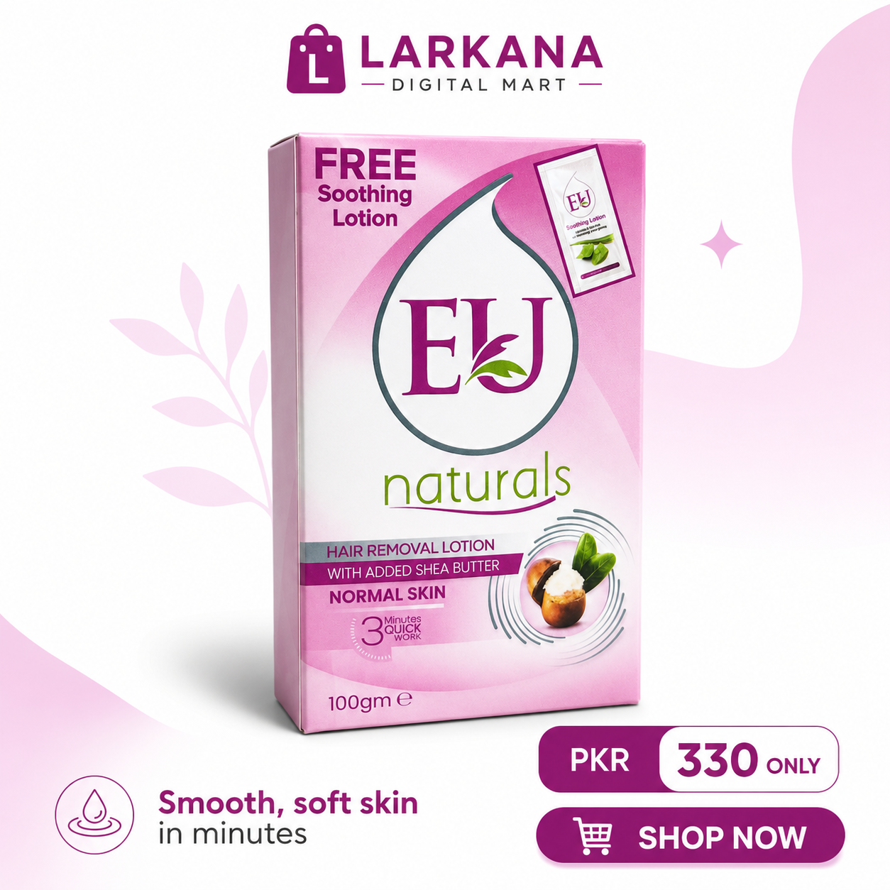 EU Naturals Hair Removal Lotion with Shea Butter - Normal Skin 100g