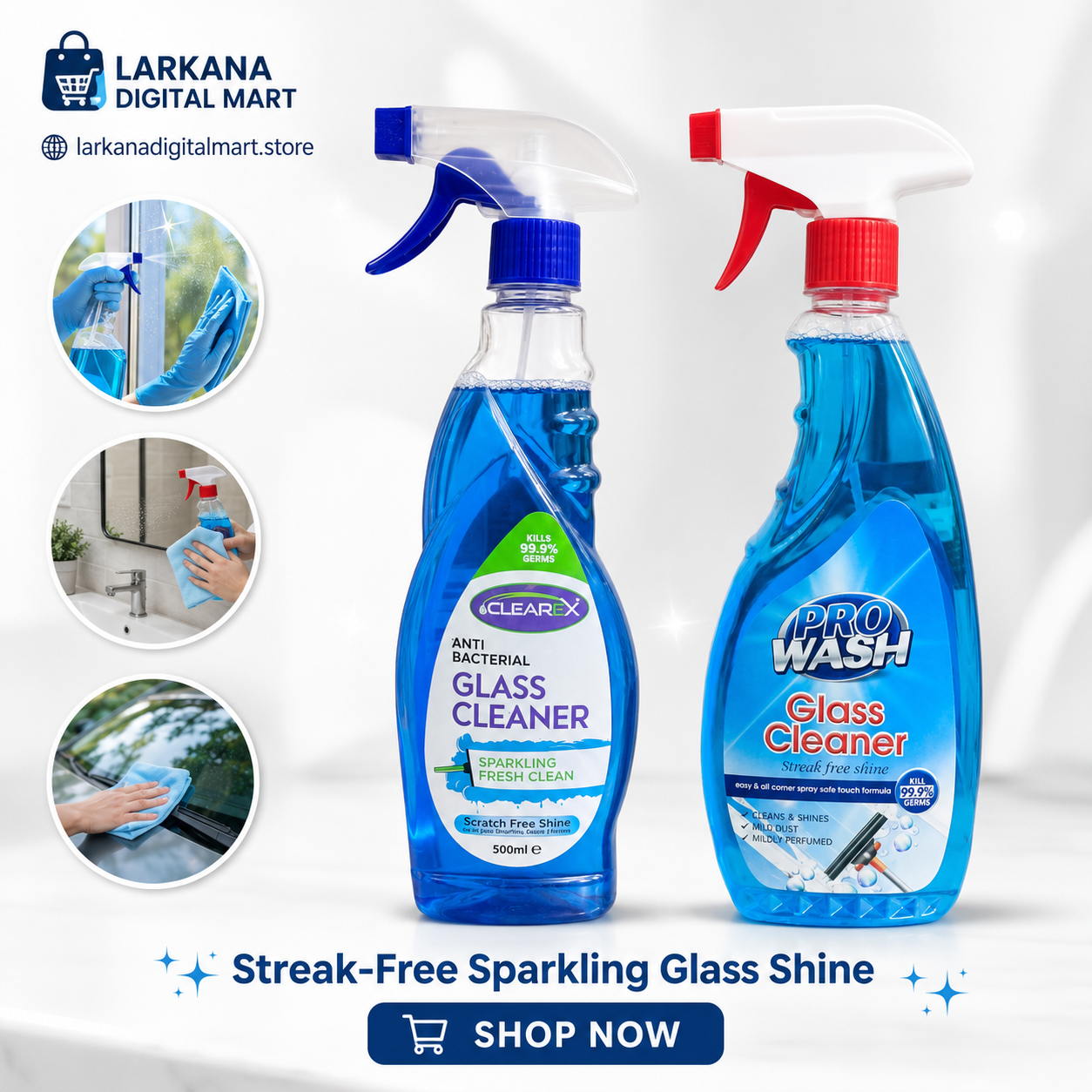 Glass Cleaner Spray 250ml – Clearex & Pro Wash Variants