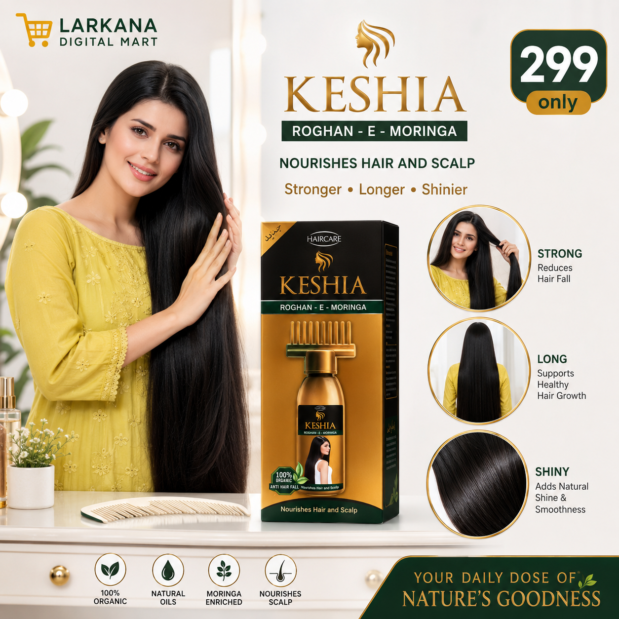 Keshia Roghan-E-Moringa Hair Oil - 100% Organic Anti Hair Fall