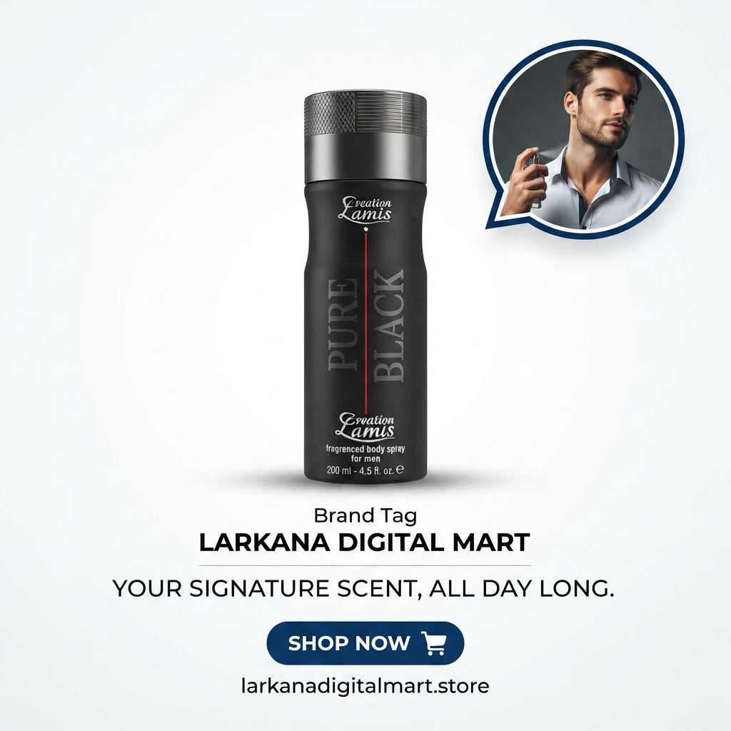 Creation Lamis Pure Black Fragrance Body Spray for Men 200ml