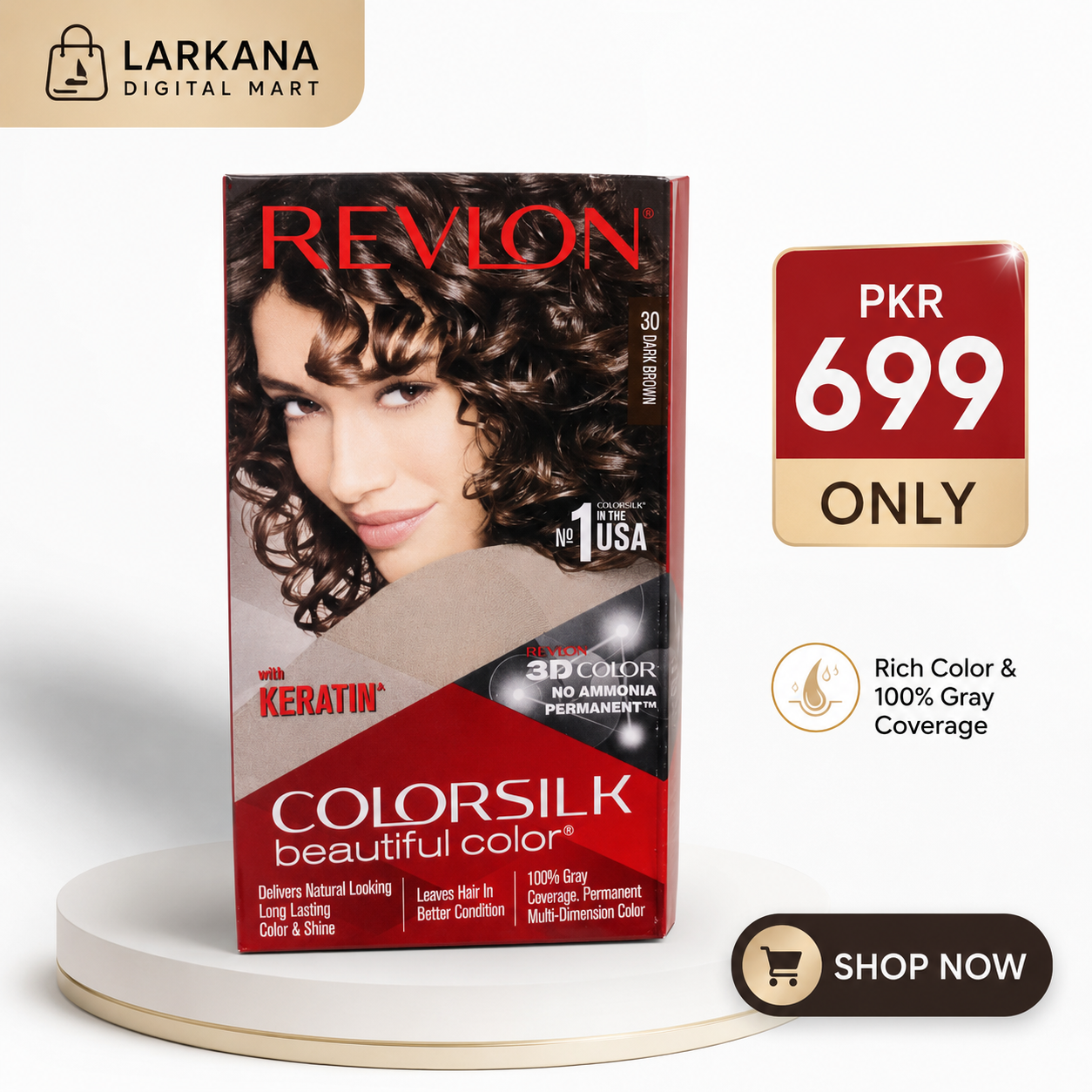 Revlon Colorsilk Beautiful Color Hair Dye - 30 Dark Brown