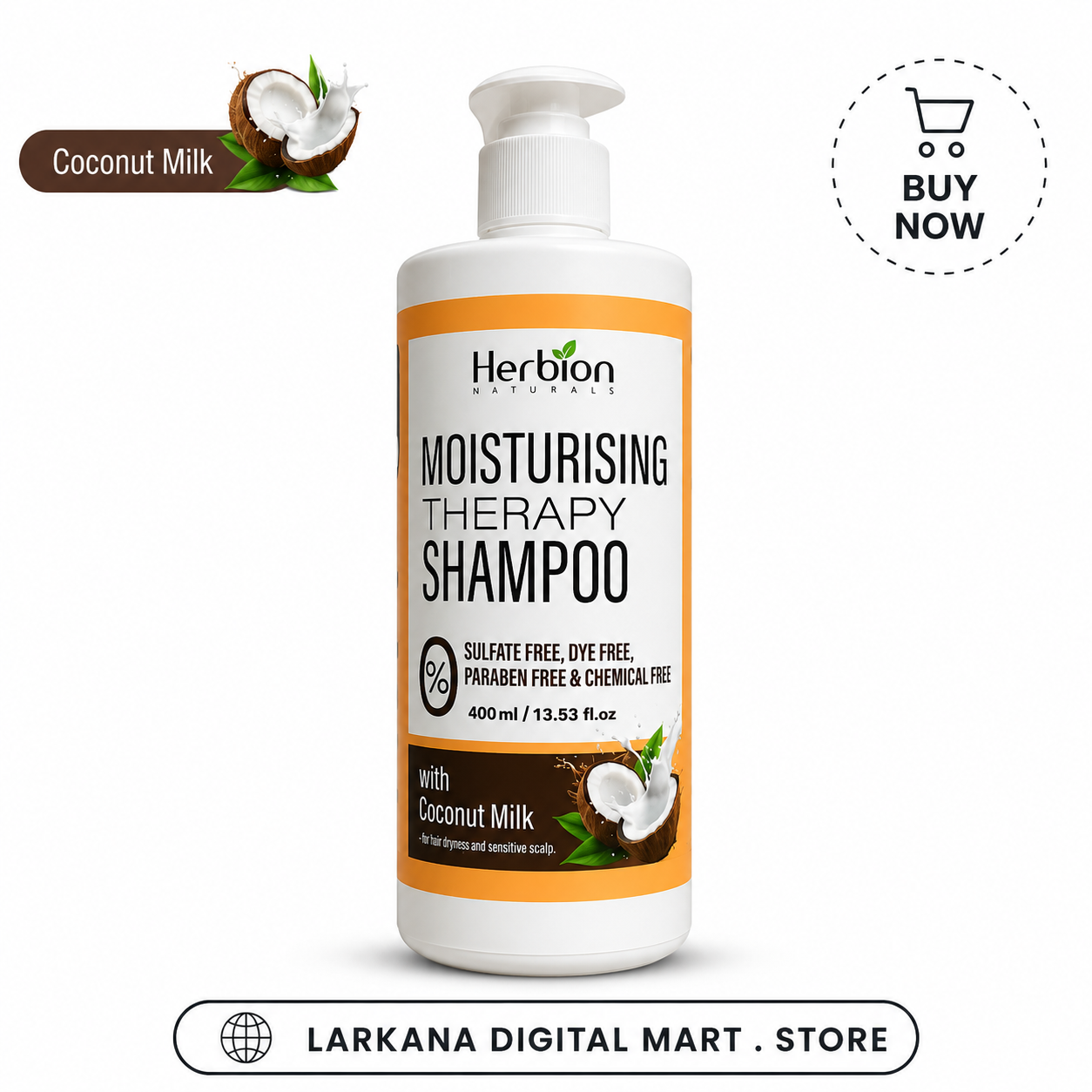 Herbion Naturals Moisturising Therapy Shampoo with Coconut Milk 400ml