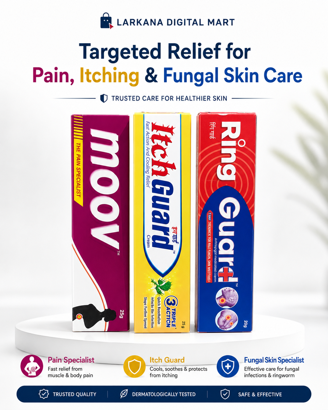 Targeted Relief Combo - Moov, Itch Guard & Ring Guard (Pain, Itching & Fungal Care)