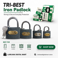 TRI-BEST Iron Padlock - Strong & Secure Everyday Protection