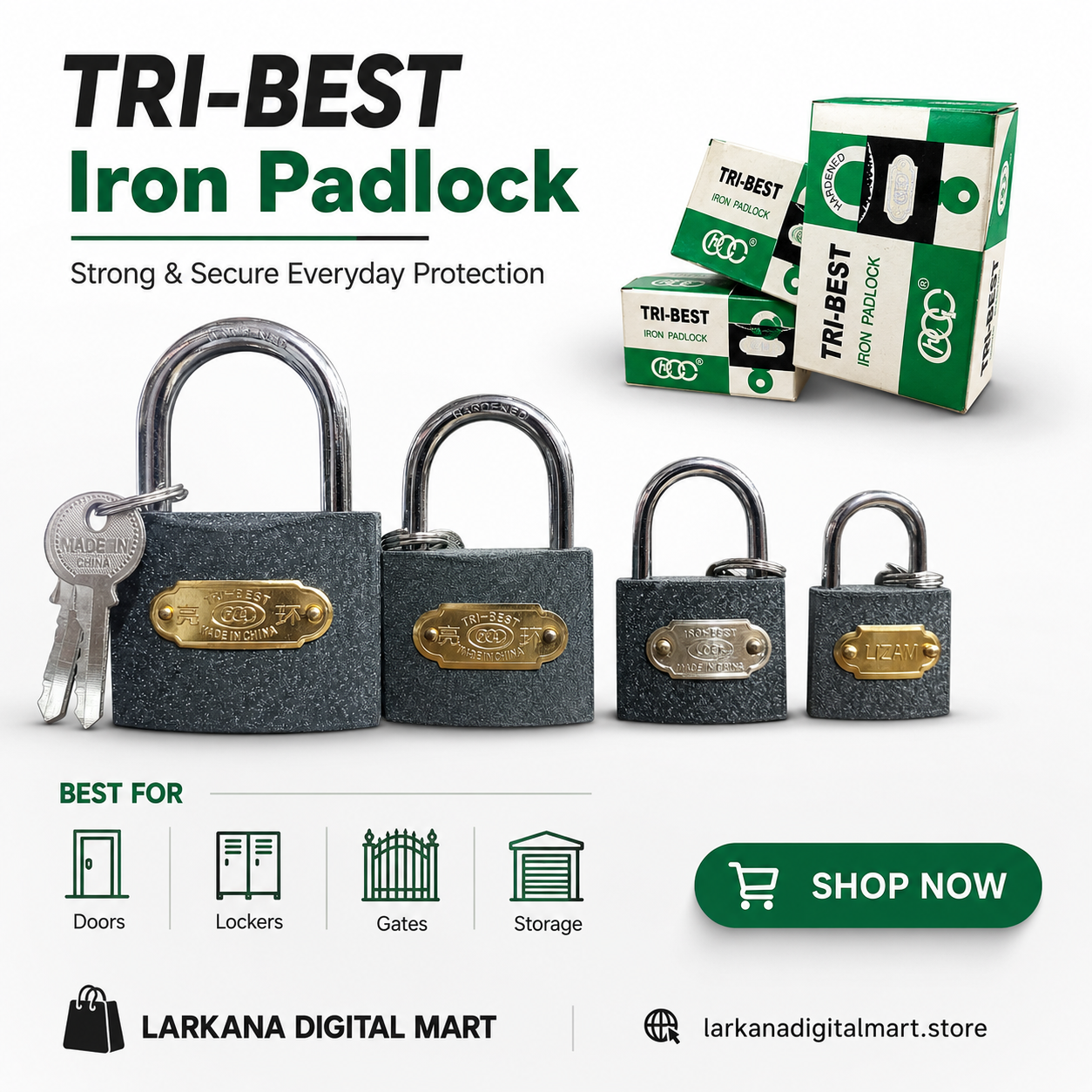 TRI-BEST Iron Padlock - Strong & Secure Everyday Protection