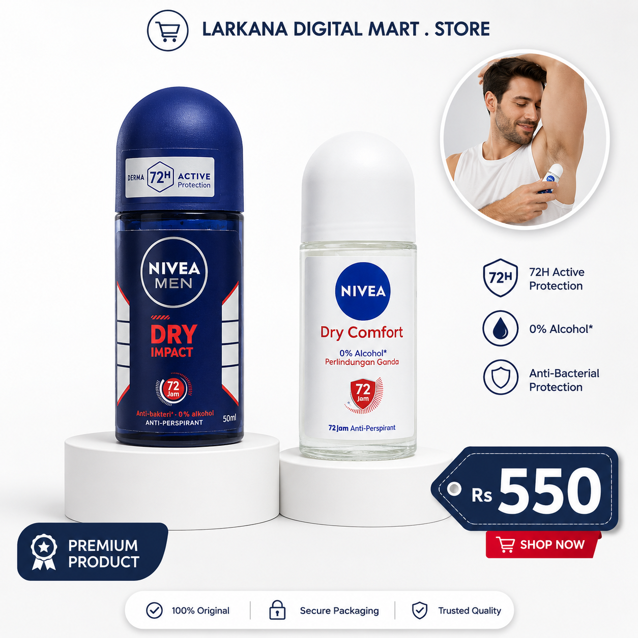 NIVEA Dry Impact & Dry Comfort Anti-Perspirant Roll-On 50ml